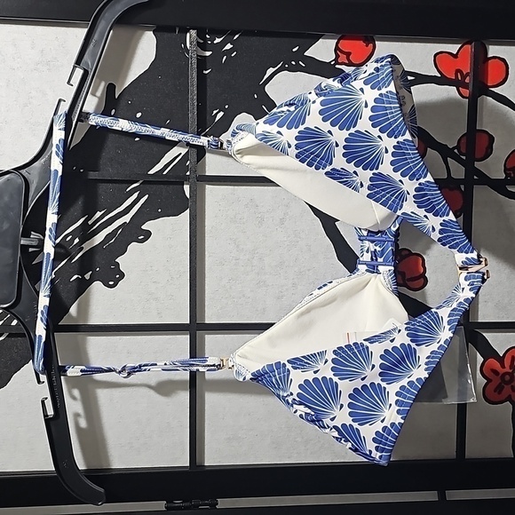 Kate Spade New York Blue Beryy Seashell Swim Padded Bra Size Large NWT - Picture 10 of 10